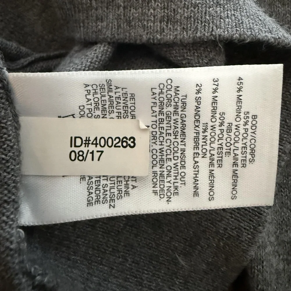 Express Sweater Mens Large Gray V Neck Merino Wool Blend‎ Lightweight Pullover